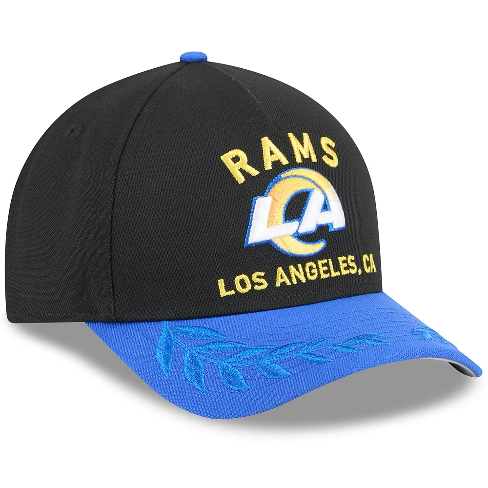 Youth New Era Black/Royal Los Angeles Rams 2025 NFL Draft 9FORTY A-Frame M-Crown Adjustable Hat