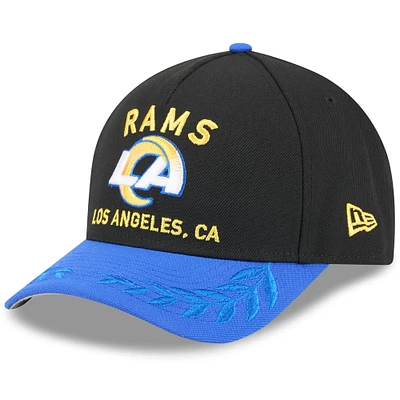 Youth New Era Black/Royal Los Angeles Rams 2025 NFL Draft 9FORTY A-Frame M-Crown Adjustable Hat