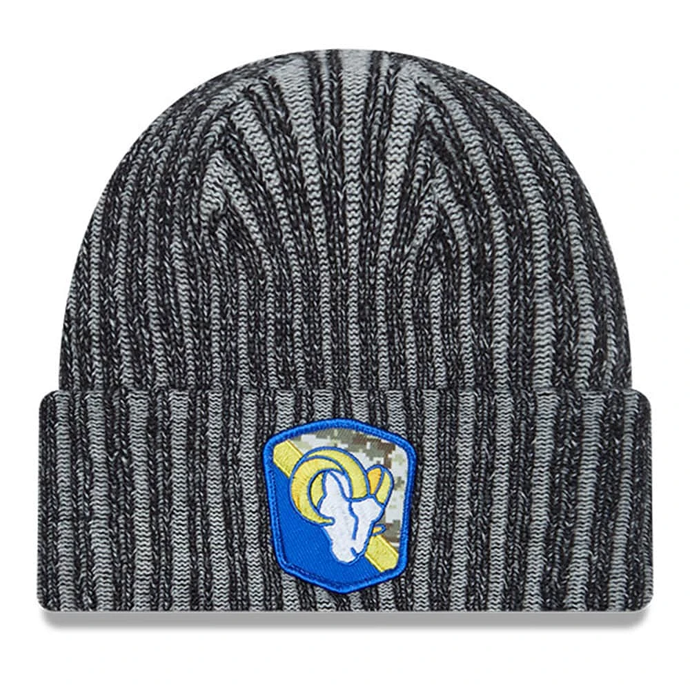 Bonnet en tricot à revers Salute To Service Los Angeles Rams 2023 New Era noir pour jeune