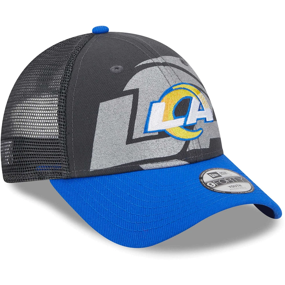 Casquette ajustable 9FORTY Los Angeles Rams Reflect 9FORTY New Era graphite pour jeune