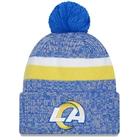 Bonnet en tricot à revers avec pompon pour jeune des Los Angeles Rams 2023 Sideline New Era