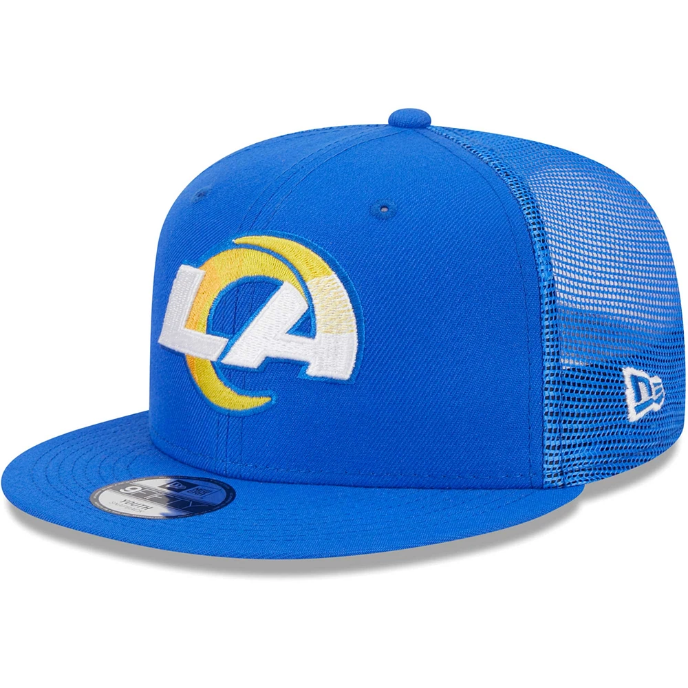 Youth New Era Royal Los Angeles Rams  Main Trucker 9FIFTY Snapback Hat