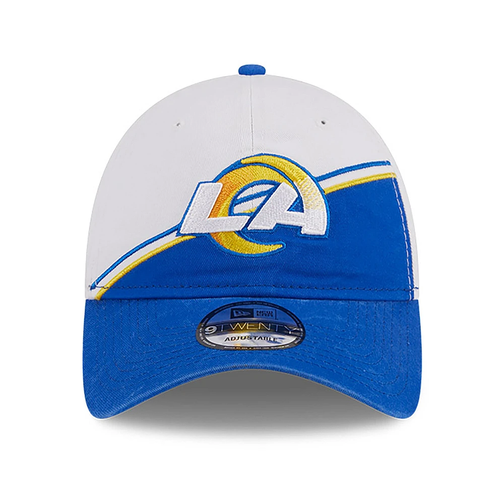 Casquette ajustable Sideline 9TWENTY des Los Angeles Rams 2023 Sideline New Era pour enfant, blanc/royal