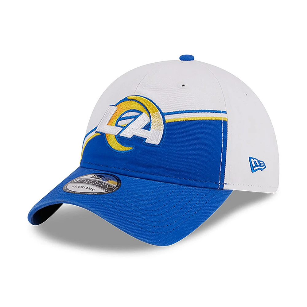 Casquette ajustable Sideline 9TWENTY des Los Angeles Rams 2023 Sideline New Era pour enfant, blanc/royal