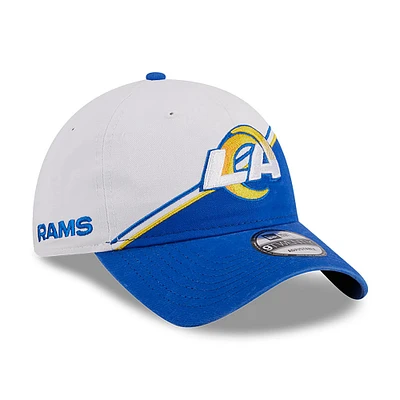 Youth New Era  White/Royal Los Angeles Rams 2023 Sideline 9TWENTY Adjustable Hat