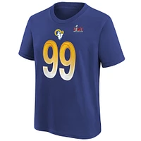 T-shirt Nike Aaron Donald Royal pour jeunes des Rams de Los Angeles Super Bowl LVI avec nom et numéro