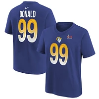 T-shirt Nike Aaron Donald Royal pour jeunes des Rams de Los Angeles Super Bowl LVI avec nom et numéro