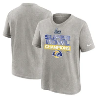 T-shirt Nike pour jeune, gris chiné, Los Angeles Rams, Super Bowl LVI Champions Locker Room Trophy Collection