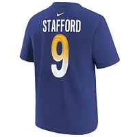 T-shirt avec nom et numéro Nike Matthew Stafford Royal Los Angeles Rams Super Bowl LVI pour jeune