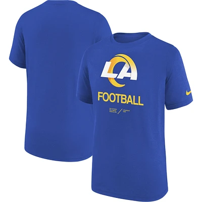 T-shirt de performance Nike Royal Los Angeles Rams Sideline Legend pour jeune