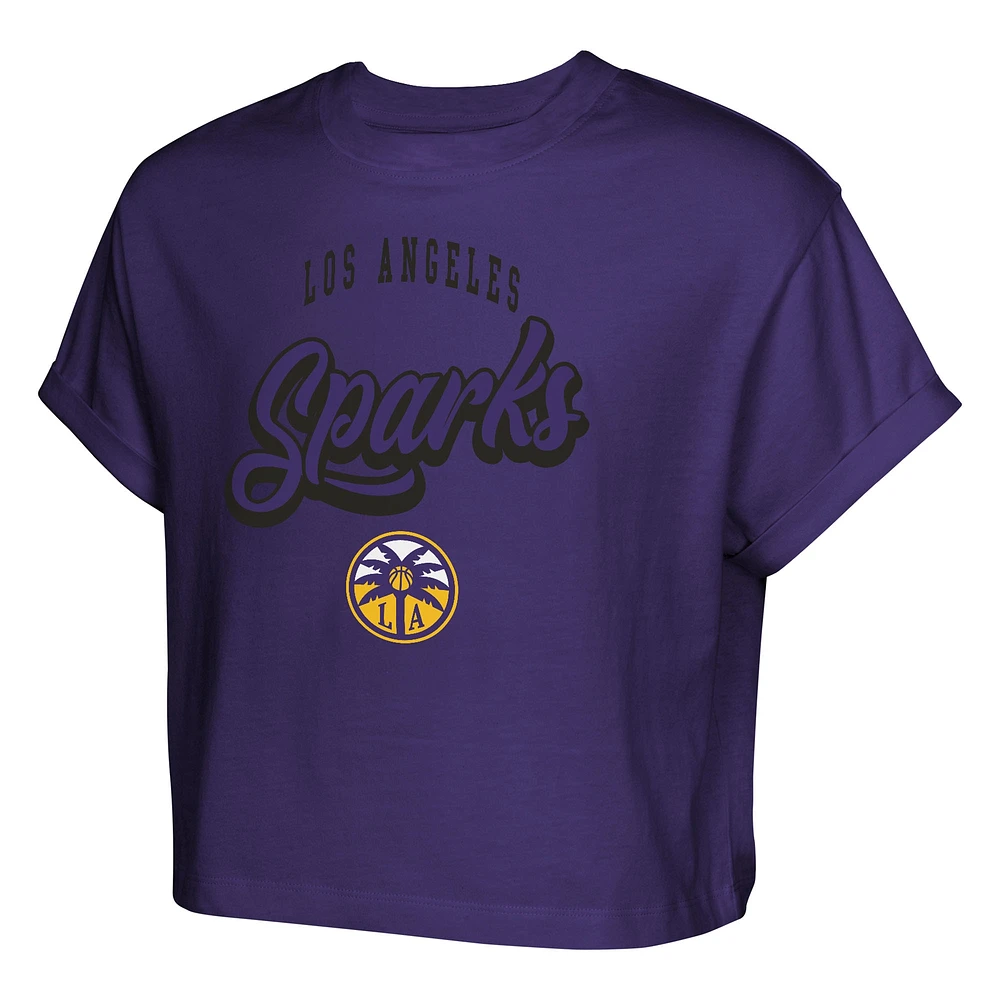 Girls Youth  Purple Los Angeles Sparks City Pennant Cropped T-Shirt
