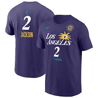 T-shirt Nike Rickea Jackson violet pour homme, édition Explorer, avec nom et numéro des Los Angeles Sparks