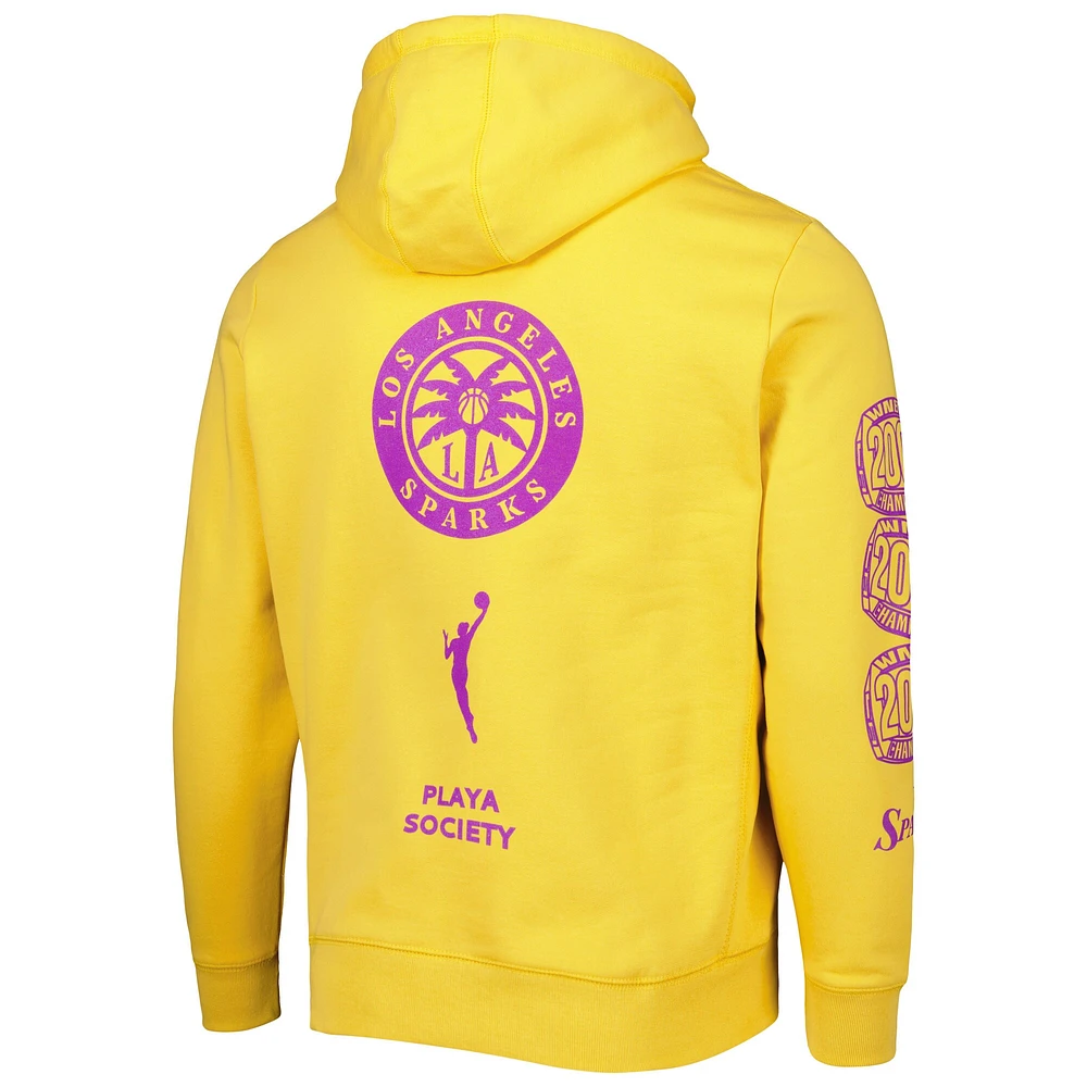 Playa Society Gold Los Angeles Sparks Legacy Logo Sweat à capuche épais