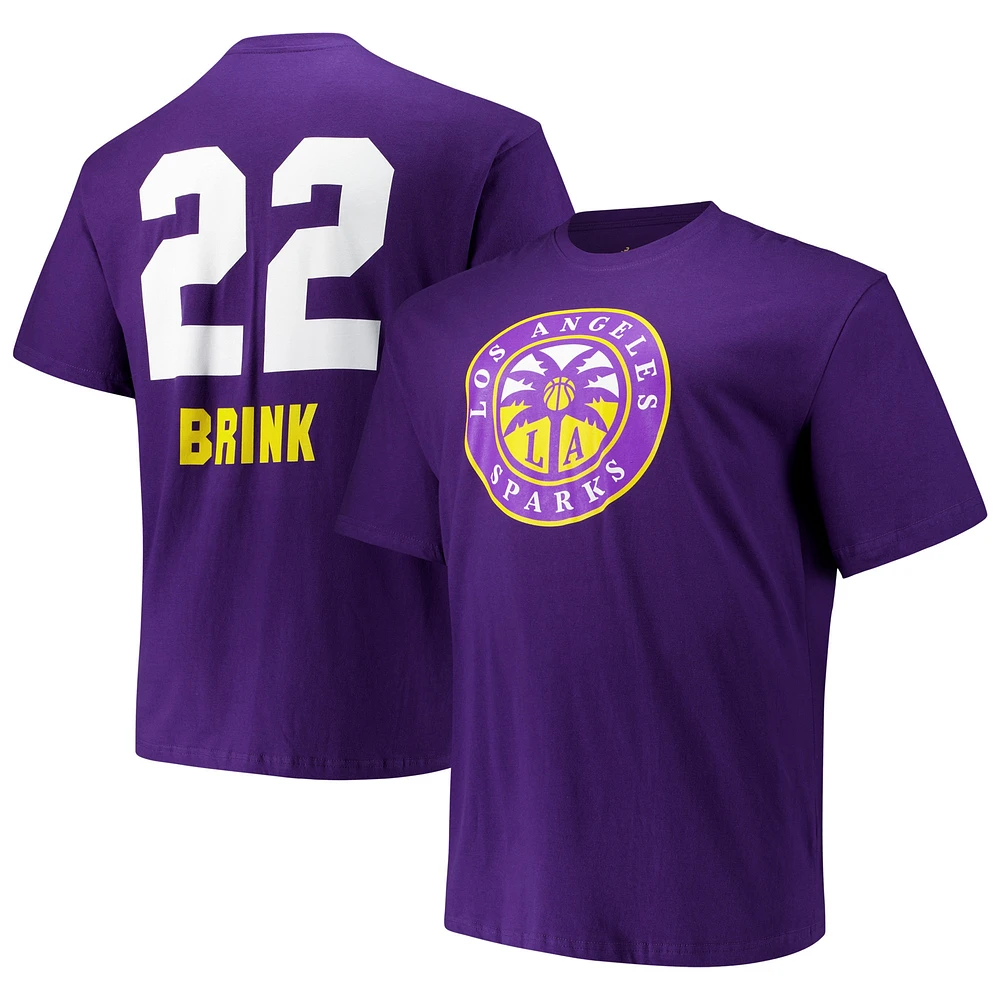 Unisex Fanatics Cameron Brink Purple Los Angeles Sparks Big & Tall Name Number T-Shirt