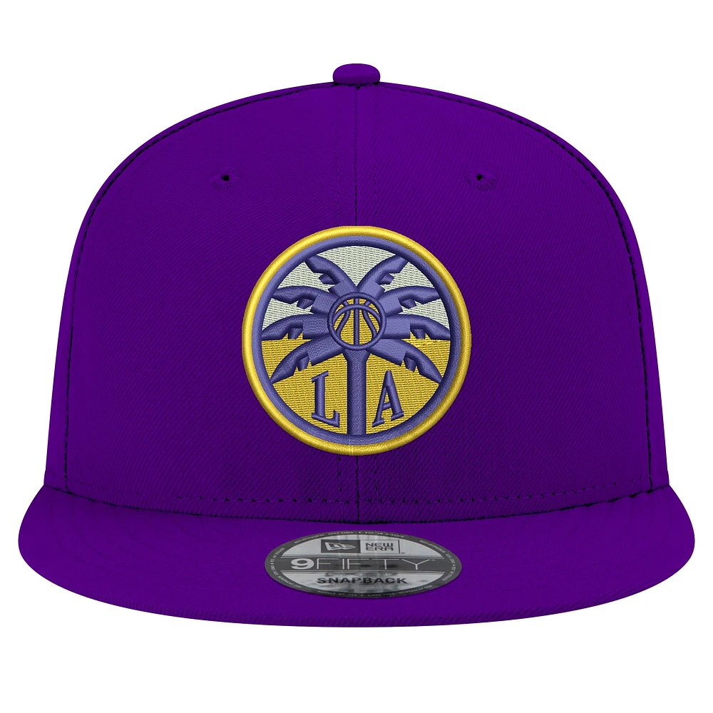 Casquette snapback unisexe New Era violette avec logo Los Angeles Sparks 9FIFTY