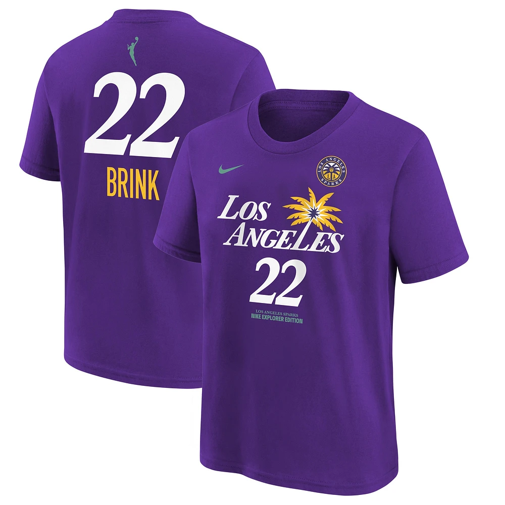 T-shirt unisexe Nike Cameron Brink violet Los Angeles Sparks 2024 WNBA Draft nom et numéro