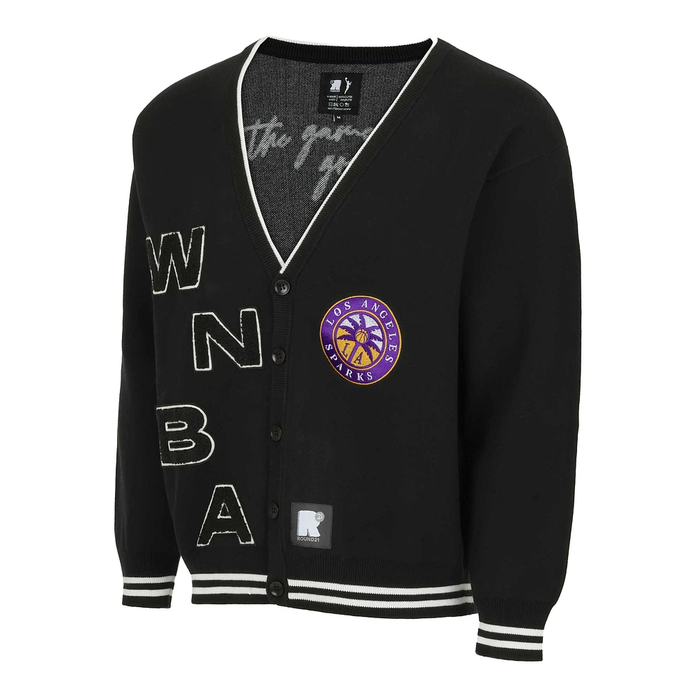 Unisex round21  Black Los Angeles Sparks Campus Fit Full-Button Cardigan