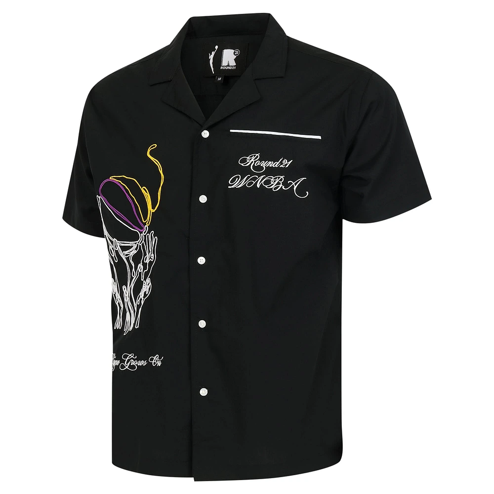 Unisex round21  Black Los Angeles Sparks Lucky Strike Full-Button Bowling Shirt