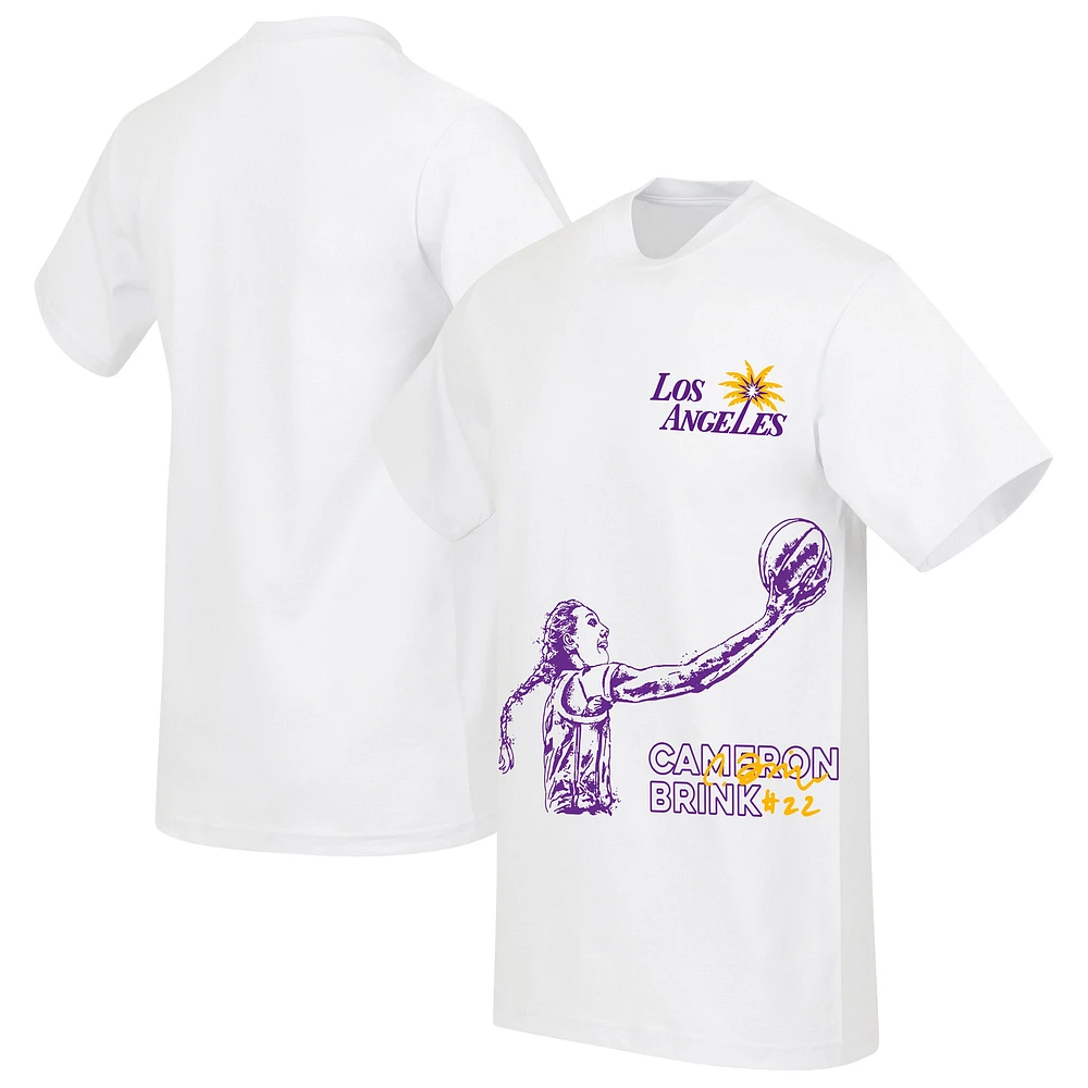 Unisex round21 Cameron Brink White Los Angeles Sparks 2024 WNBA Draft Player T-Shirt