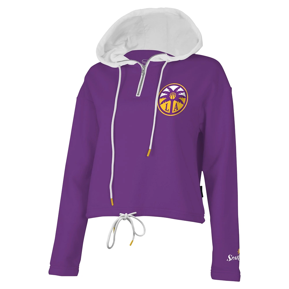 Sweat à capuche violet quart de zip Stadium Essentials pour femmes des Los Angeles Sparks Game Plan