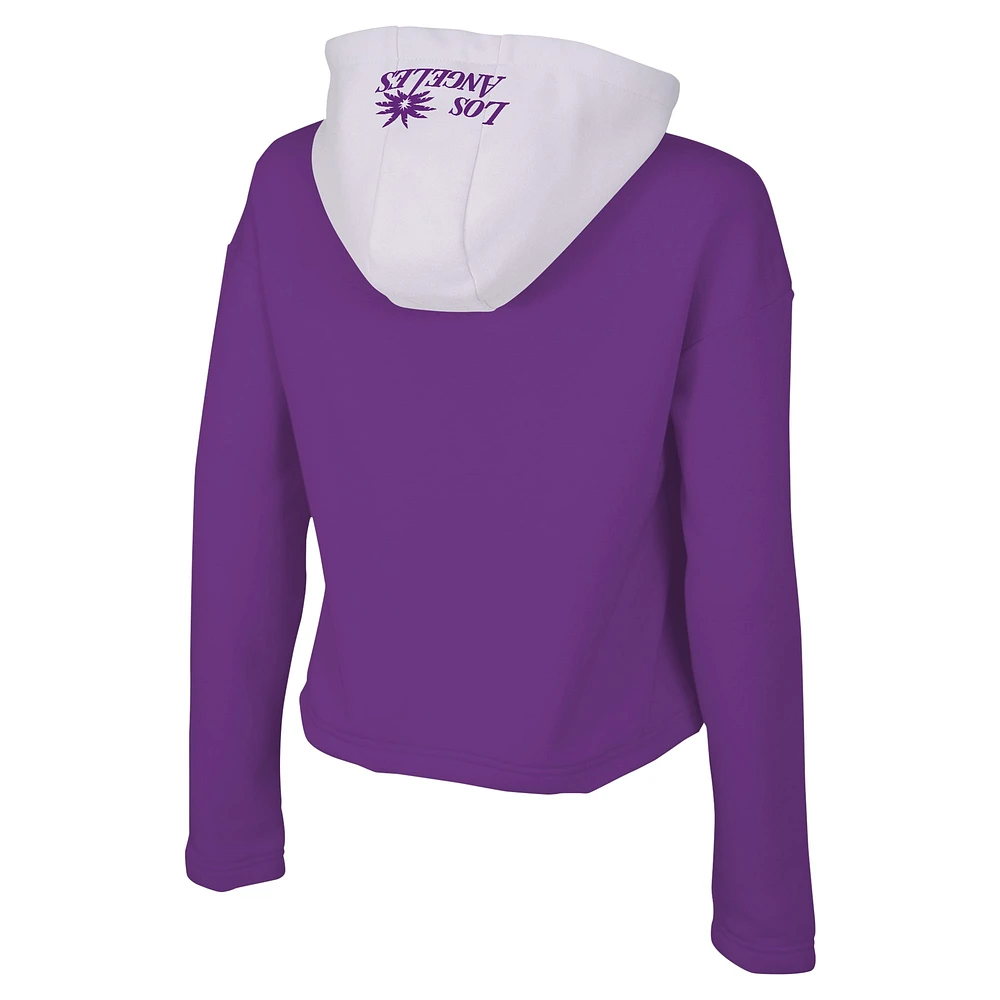 Sweat à capuche violet quart de zip Stadium Essentials pour femmes des Los Angeles Sparks Game Plan