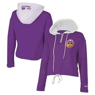 Sweat à capuche violet quart de zip Stadium Essentials pour femmes des Los Angeles Sparks Game Plan