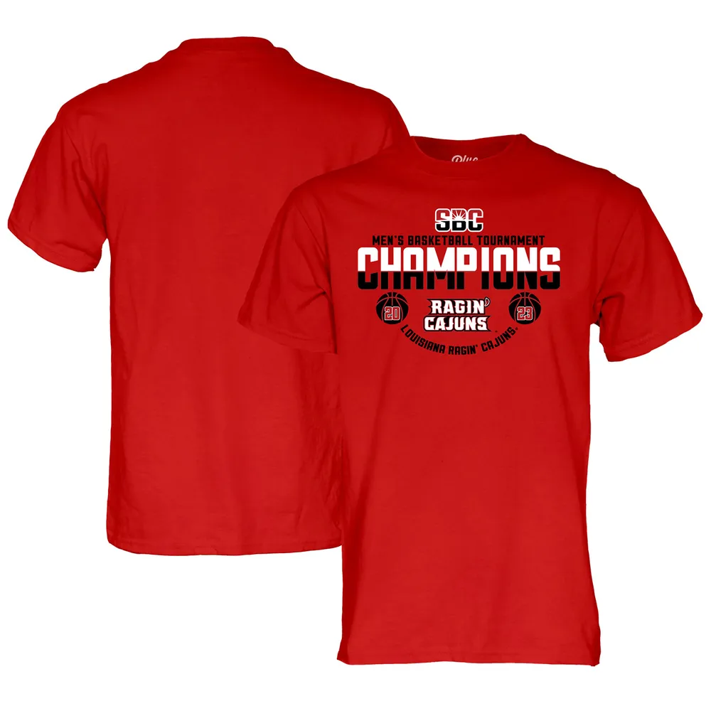 Blue 84 Cardinal Louisiana Ragin' Cajuns 2023 Sun Belt Men's Basketball Conference Tournament Champions T-Shirt