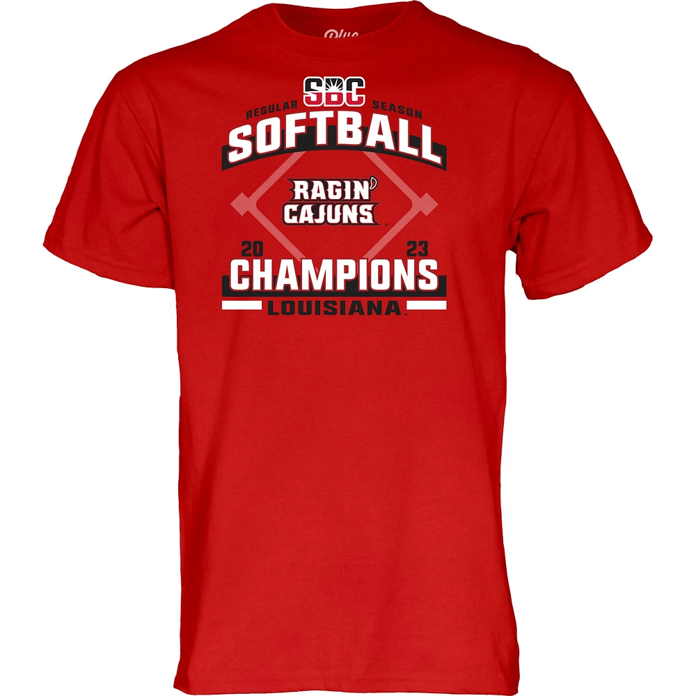 Bleu 84 Cardinal Louisiana Ragin' Cajuns 2023 Sun Belt Softball Champions de la saison régulière T-shirt