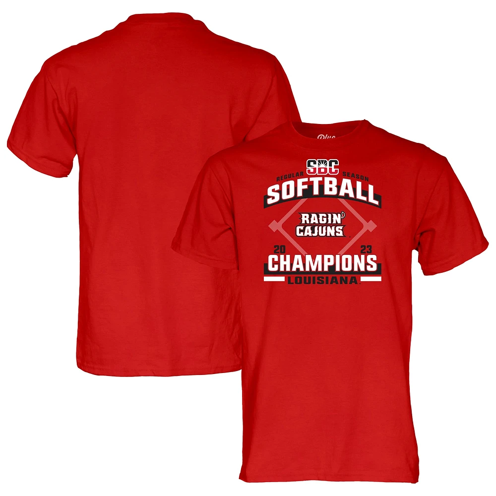 Blue 84 Cardinal Louisiana Ragin' Cajuns 2023 Sun Belt Softball Regular Season Champions T-Shirt