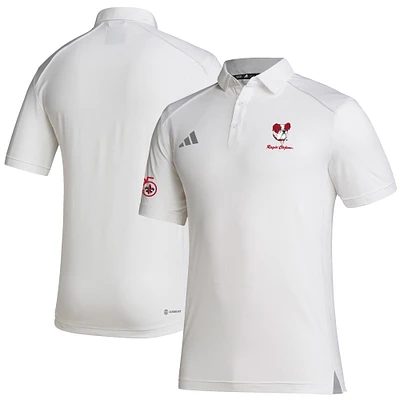 Polo adidas blanc avec logo du 125e anniversaire des Ragin' Cajuns de Louisiana pour hommes