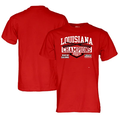 T-shirt bleu pour homme 84 Cardinal Louisiana Ragin' Cajuns 2023 NCAA Sunbelt Softball Conference Tournament Champions