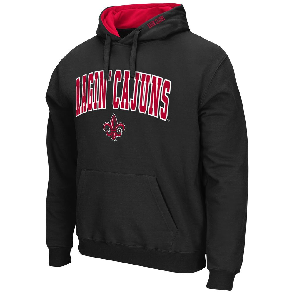 Men's Colosseum Black Louisiana Ragin' Cajuns Arch and Logo Pullover Hoodie