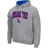 Chandail à capuchon pour hommes Colosseum Heathered Grey Louisiana Tech Bulldogs Arch and Logo