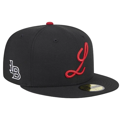 Men's New Era Black Louisville Bats Theme Night Blackcap 59FIFTY Fitted Hat