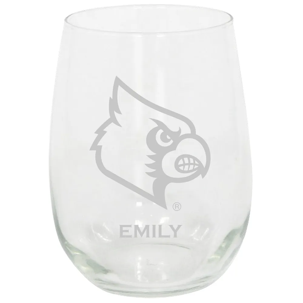 Lids Louisville Cardinals 15oz. Personalized Stemless Etched Glass