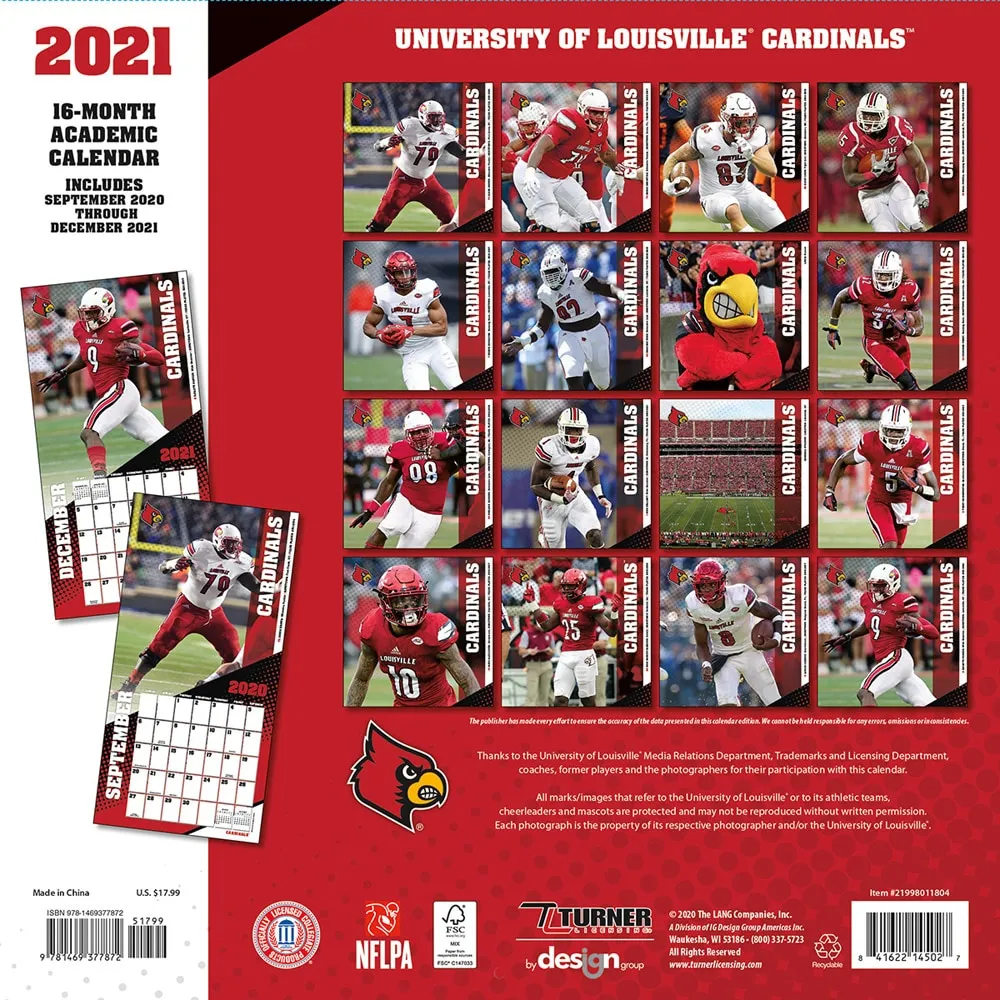 Calendrier mural Louisville Cardinals 2021