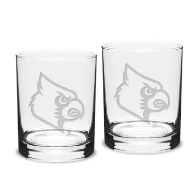Lids Louisville Cardinals Set of 2 Square Double Old Fashioned Glasses