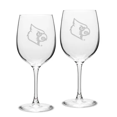 Louisville Cardinals Set of 2 Traditional Robusto Red Wine Table Glasses