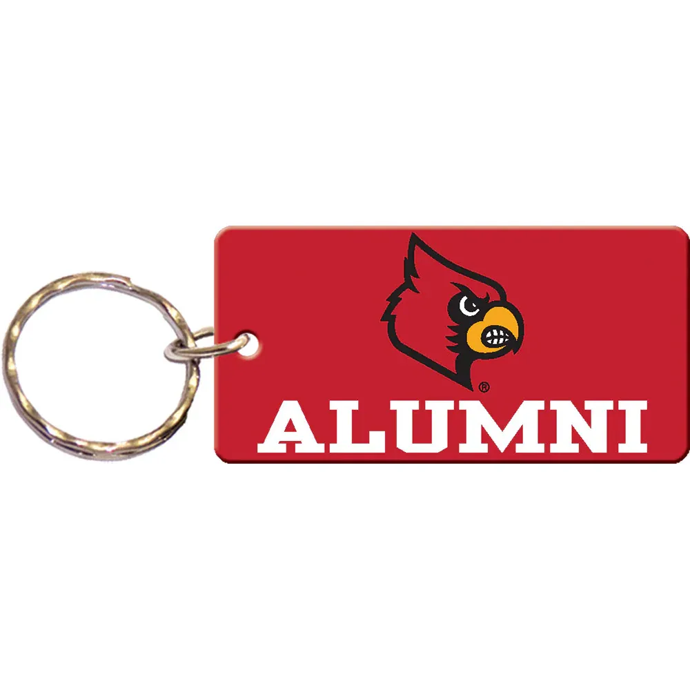 Silver Louisville Cardinals Curved Logo Key Ring