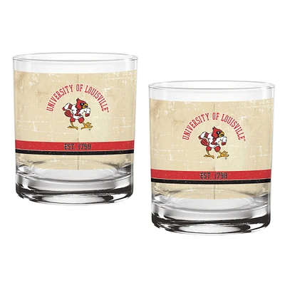 Louisville Cardinals Two-Pack 14oz. Tan Vintage Glass Set