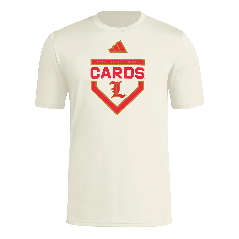 Men's adidas  Cream Louisville Cardinals Home Plate Pre-Game T-Shirt