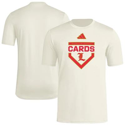 Men's adidas  Cream Louisville Cardinals Home Plate Pre-Game T-Shirt