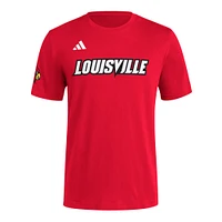 Men's adidas  Red Louisville Cardinals Fresh Wordmark T-Shirt