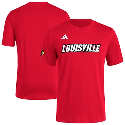 Men's adidas  Red Louisville Cardinals Fresh Wordmark T-Shirt