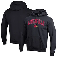 Men's Champion  Black Louisville Cardinals Arch Over Logo Pullover Hoodie