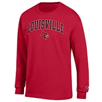 Men's Champion  Red Louisville Cardinals Arch Over Logo Long Sleeve T-Shirt