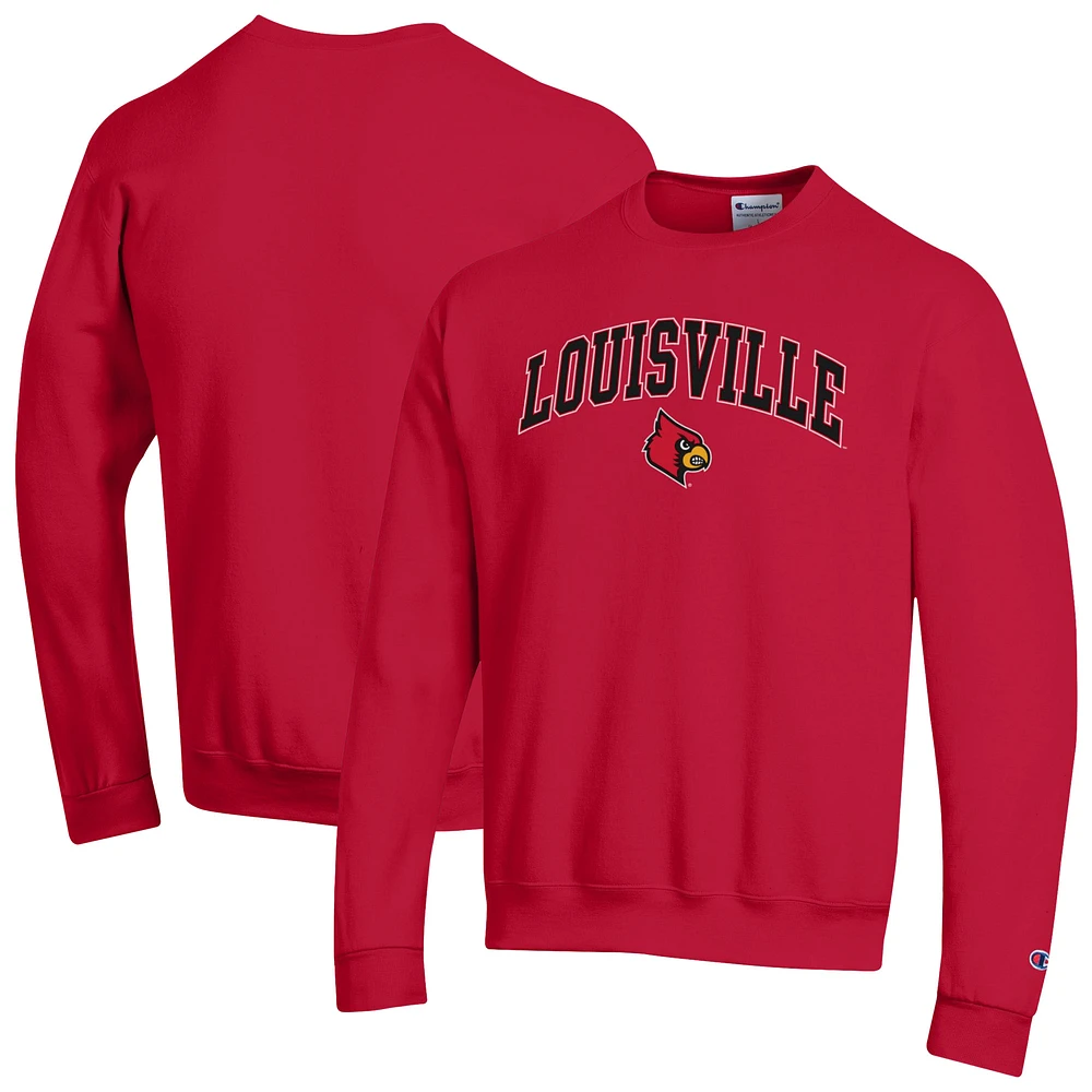 Men's Champion  Red Louisville Cardinals Arch Over Logo Pullover Sweatshirt
