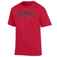 T-shirt rouge Champion pour homme avec logo Arch Over des Louisville Cardinals
