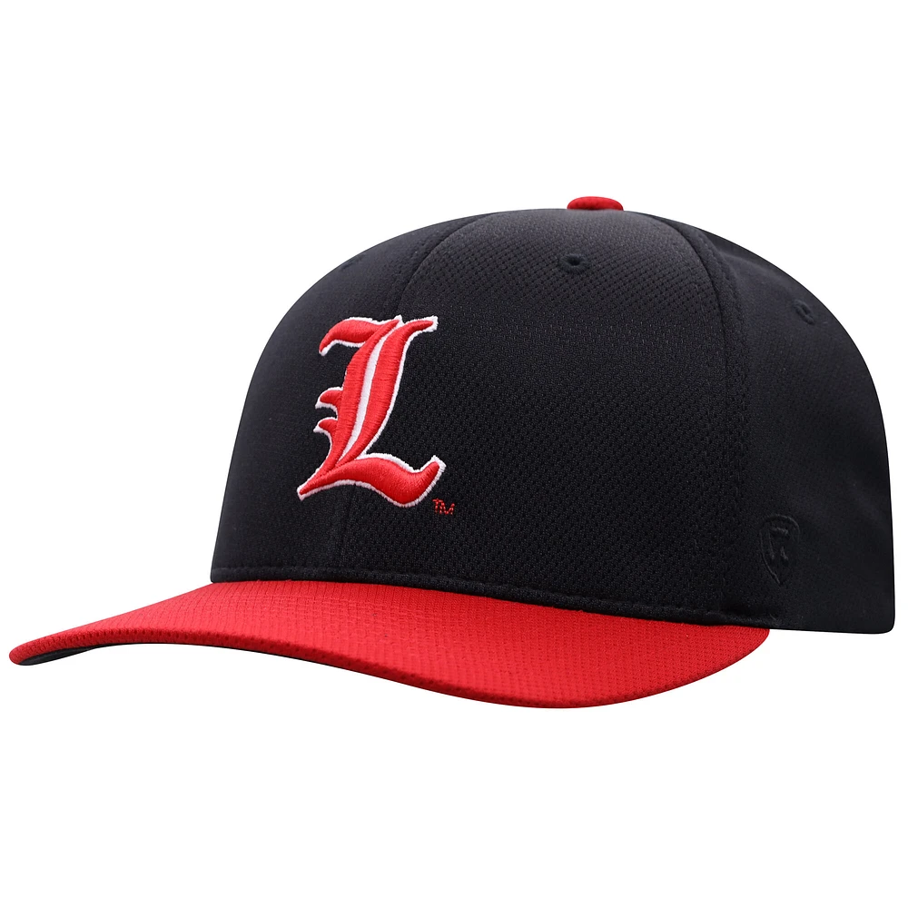 Men's Top of the World  Black Louisville Cardinals Reflex Fitted Hat