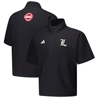 Veste d'entraînement à manches courtes et demi-zip adidas noire Louisville Cardinals 2024 pour homme